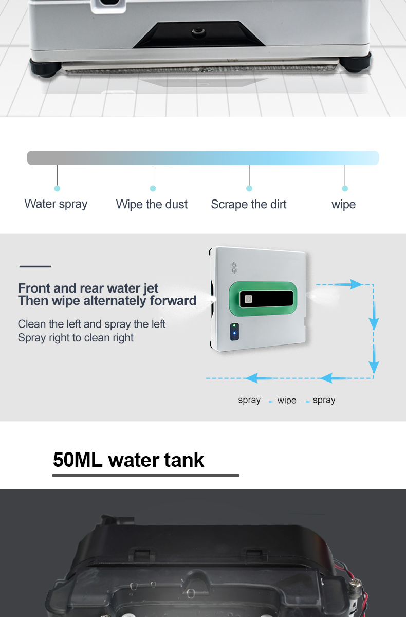 APP Controlled 72W Dual Water Spray Robot Window Cleaner for Fast and Thorough Cleaning