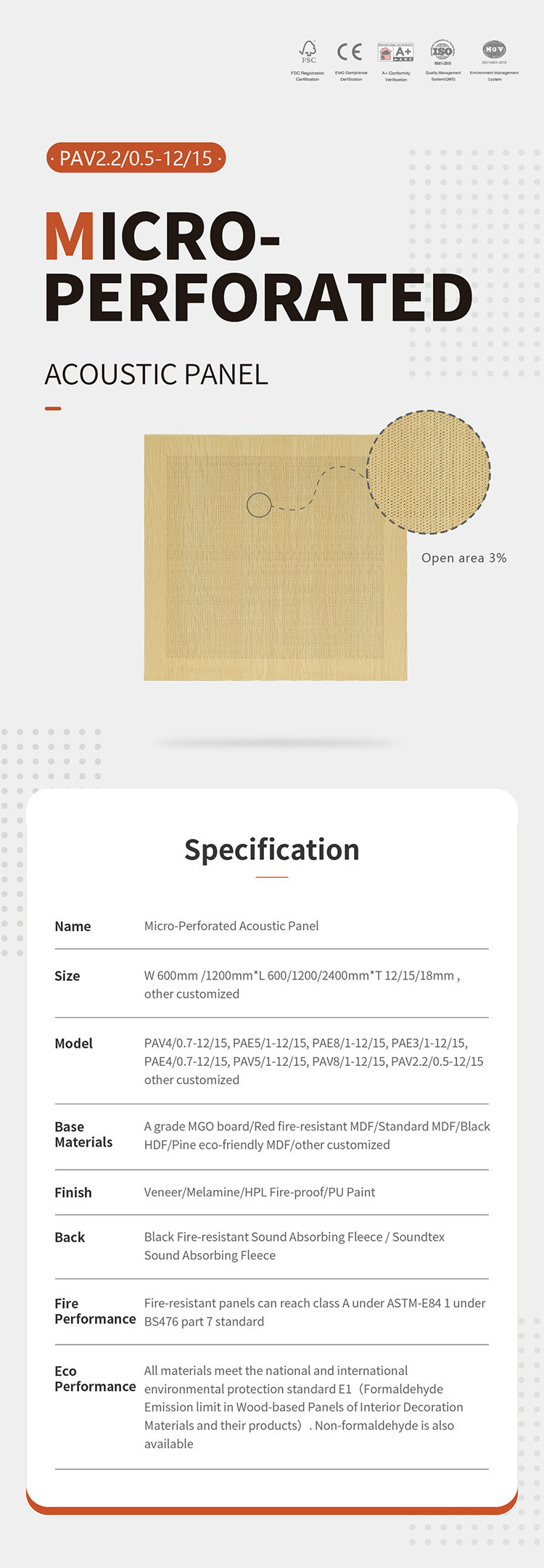 Sound Absorption Micro-perforated Acoustic Panel Eco-Friendly And Stylish Finishes