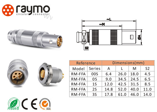 00 0S 1S 2S Series Half Moon Connector Compact Structure Coaxial Locking Durable