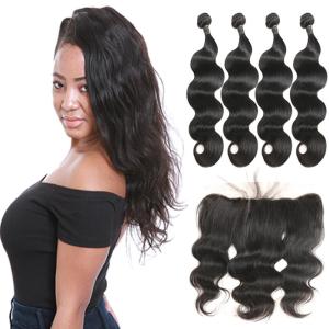 Wholesale Unprocessed Brazilian Remy Human Hair Extensions Body Weave Lace Frontal from china suppliers
