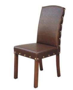 Wholesale PU/leather upholstery beech wood wooden dining chairs with Antique bronze neilheads,wooden dining chairs high back from china suppliers