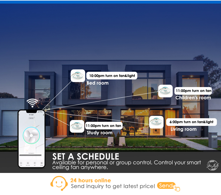 Remote Control LED Ceiling Fan 20" Flush Mount with Low Noise and 2- from 1stshine