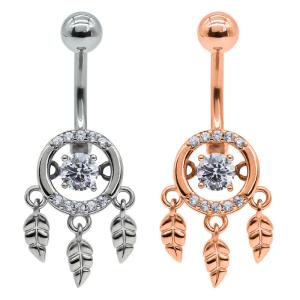 Wholesale Diamond Dream Catcher Body Piercings Jewellery Surgical Steel Belly Bar 10mm from china suppliers