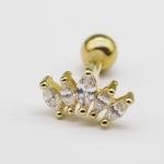 1.2mm 16G Gold Cartilage Stud 316 Stainless Steel Industrial Ear Piercing