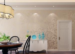 Wholesale Removable Embossed Vinyl Wallpaper for Living Room , Creamy White Leaf Pattern from china suppliers