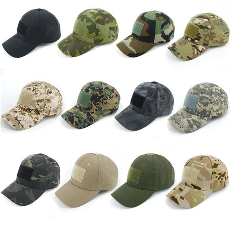 Tactical Embroidery Patch Trucker Cap Operator with USA Flag Camouflage Hoop Loop Closure Mesh Baseball Cap