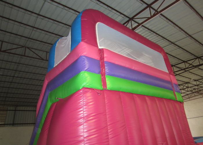 Disney princess pink inflatable wide slide with jump area inflatable big dry slide bounce house