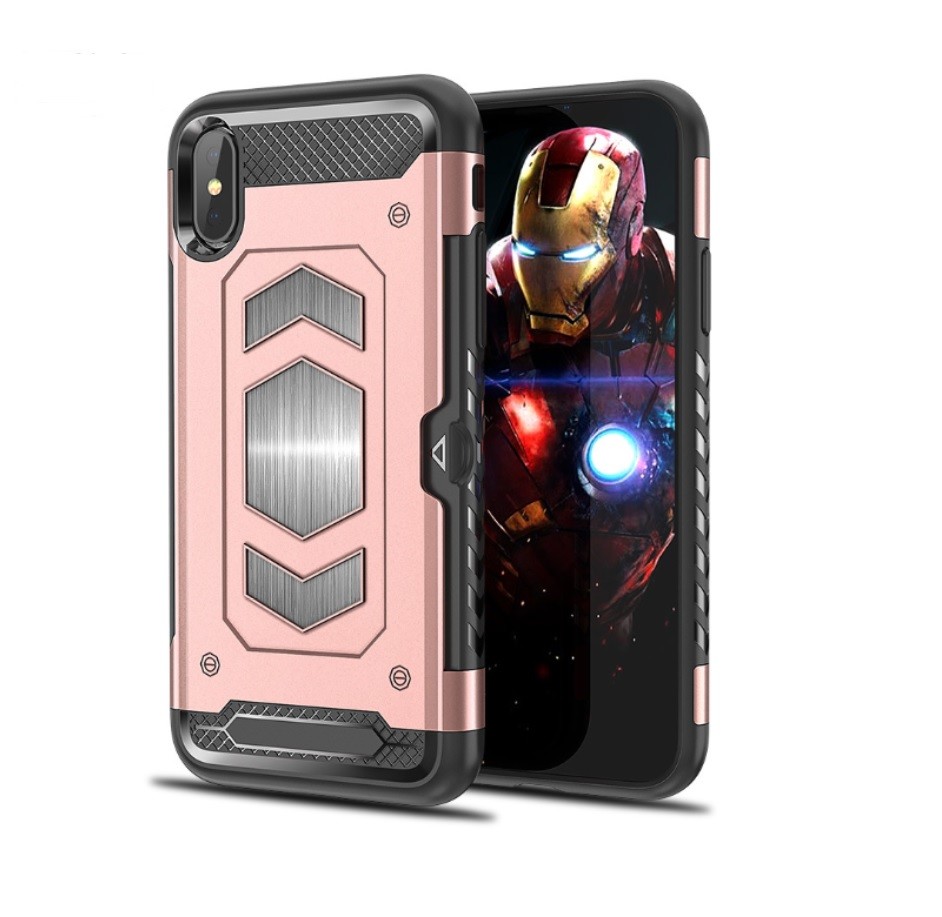 Color Black Red Armor Fitted Case with Card Pocket Magnetic Car Mount For Samsung S9 S8 PLUS NOTE9 J3 2018 J400 J7 Prime