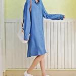 100% Lyocell Women'S Denim Blouses And Tops Casual Oversized Dress