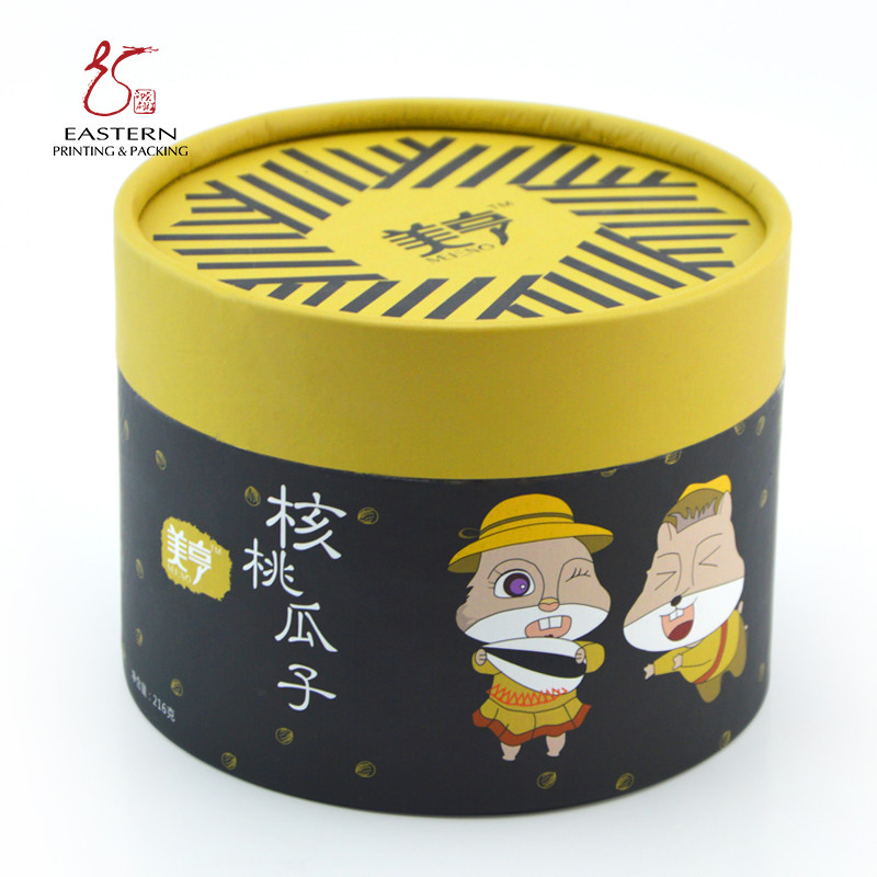 Cylinder 75mm Height Hard Cardboard Gift Boxes For Snack With Lids