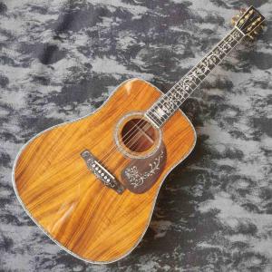 Wholesale Custom 41-inch all-KOA wood ebony fingerboard, dreadnought, D45 Martin style, abalone inlaid acoustic guitar from china suppliers