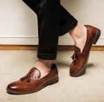 Soft Leather Mens High Top Sneakers , Flat Heels Mens Lace Up Casual Shoes