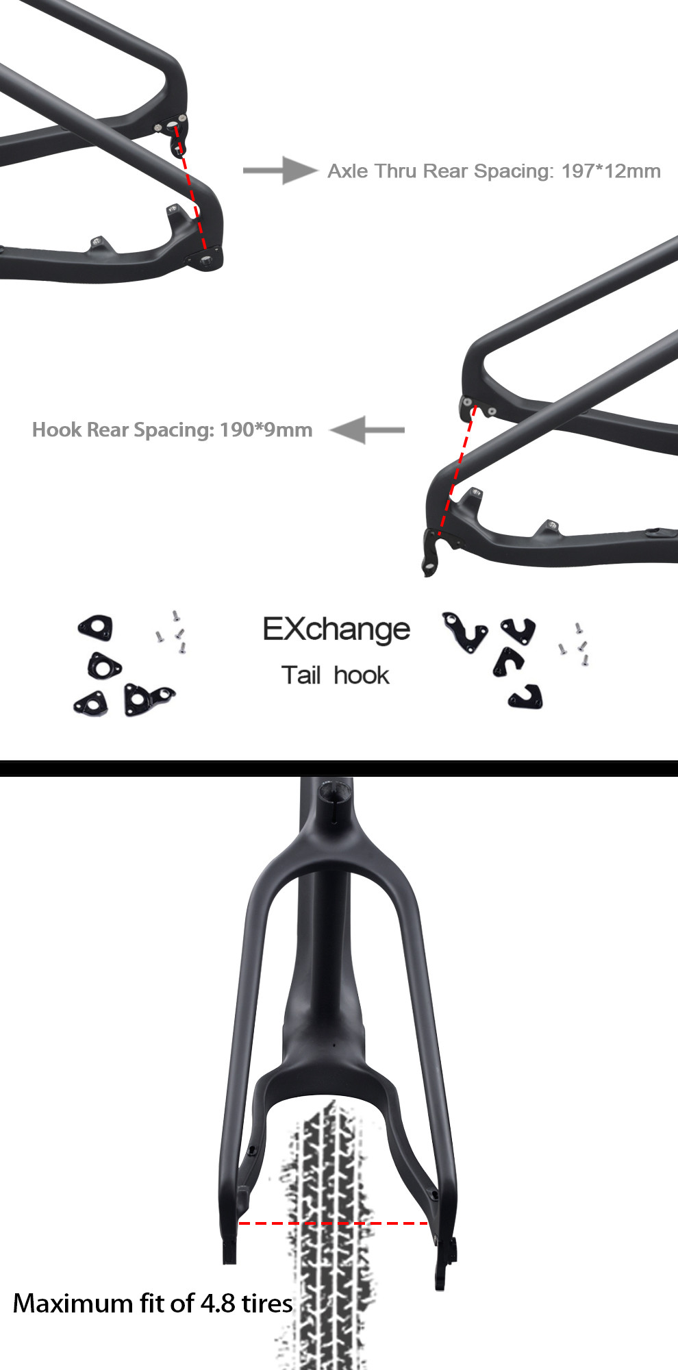Snow Fat Bike Frame Carbon Full Carbon Fiber MTB Mountain Bicycle Frames 26er