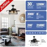 Wall Control 42 Inch Black Color PC Blades Dimmable Invisible Ceiling Fan with