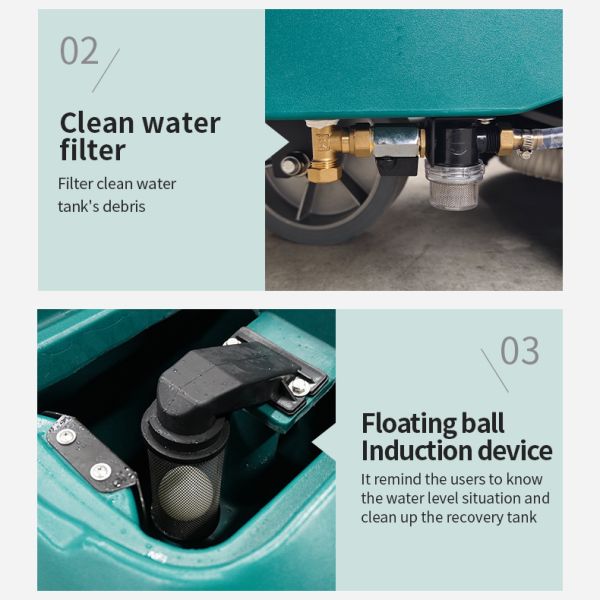 12V 900MM Squeegee Ride On Floor Scrubber 4000m²/h 120rpm