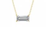 Baguette Cut 14K Gold Necklaces With 0.5ct 5×7mm Solitaire Diamond