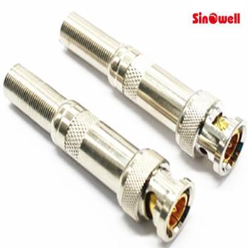 CCTV Male Straight BNC Cable Connector , BNC Solder Connector Copper Zinc