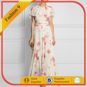 Wholesale Women Floral print chiffon georgette gown evening dress from china suppliers