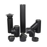 CE Black Chimney Pipe 0.5 Mm Thickness Stainless Silver Color Powder Coating