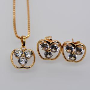 Wholesale Luxury zircon Crystal Necklace Earrings Ring Jewelry Sets 18K Real Gold Plated from china suppliers