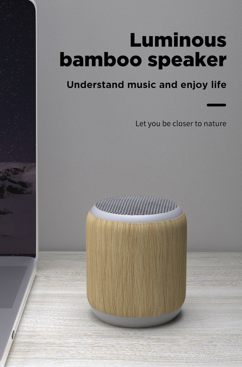 Mini Bamboo Wireless Bluetooth Speaker Portable Simple Small Ipx4 Waterproof
