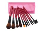 Red Beautiful Travel Foundation Makeup Brushes Professional Set 11 Piece