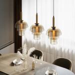 Modern Single Gold Glass Pendant Light For Home Hotel Kitchen