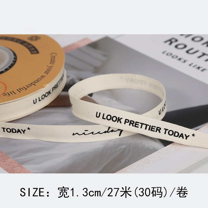 13mm Printed Cotton Ribbon DIY Craft Packing Ribbon For Gift