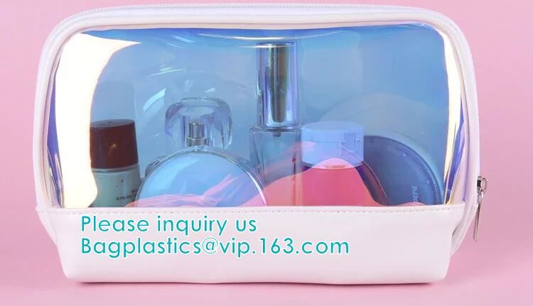 HOLOGRAPHIC MAKEUP BAG, PU TPU MATERIAL MAKEUP travel wash bag waterproof makeup bag cosmetic bags, ECO FIRENDLY PACKAGE