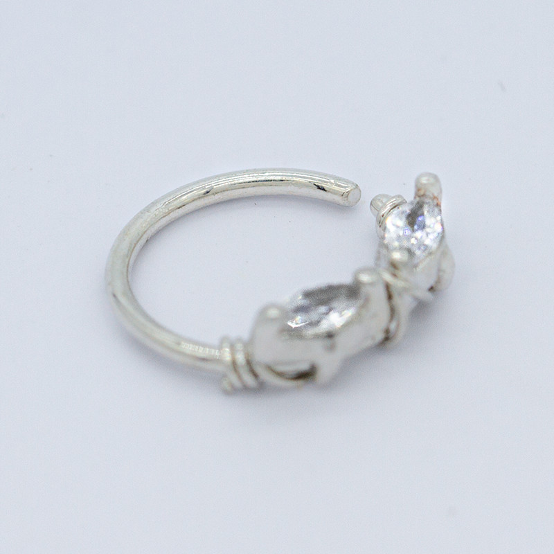 Double Marquise Zircon hypoallergenic septum ring Tie Wire 16G 10mm