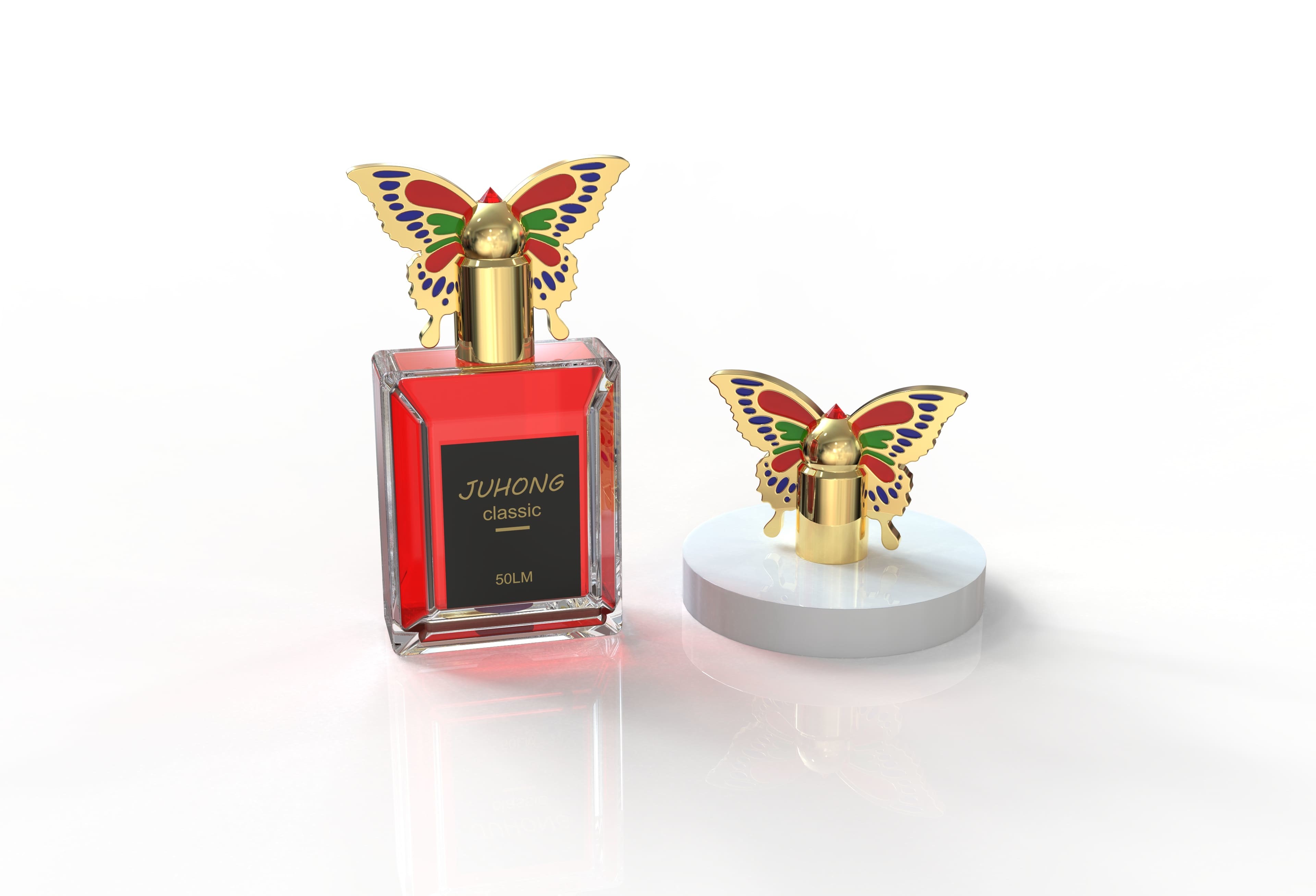 Butterfly Shaped Eco Friendly Zamak Perfume Caps for Fragrance Packaging Solutions