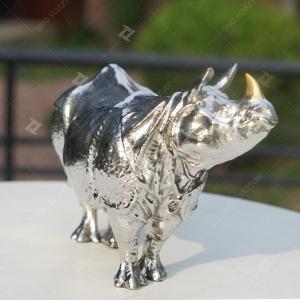 Wholesale Small Stainless Steel Cast Animal Sculpture Walking Rhino For Collection from china suppliers