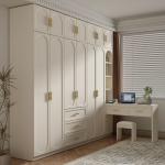 French Style 18mm Melamine Mdf Board White Wardrobe Bedroom Home Solid Wood