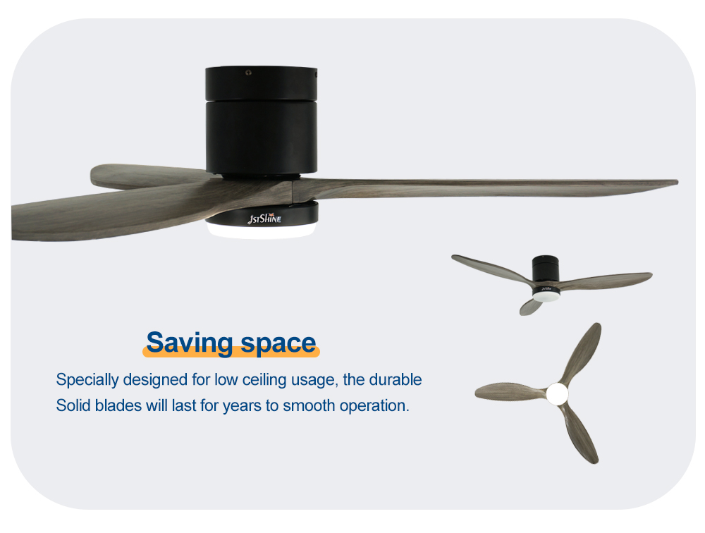 Metal Lamp Body Ceiling Fan with Light Remote Control and Dimmable 3 Wooden Grey Blade