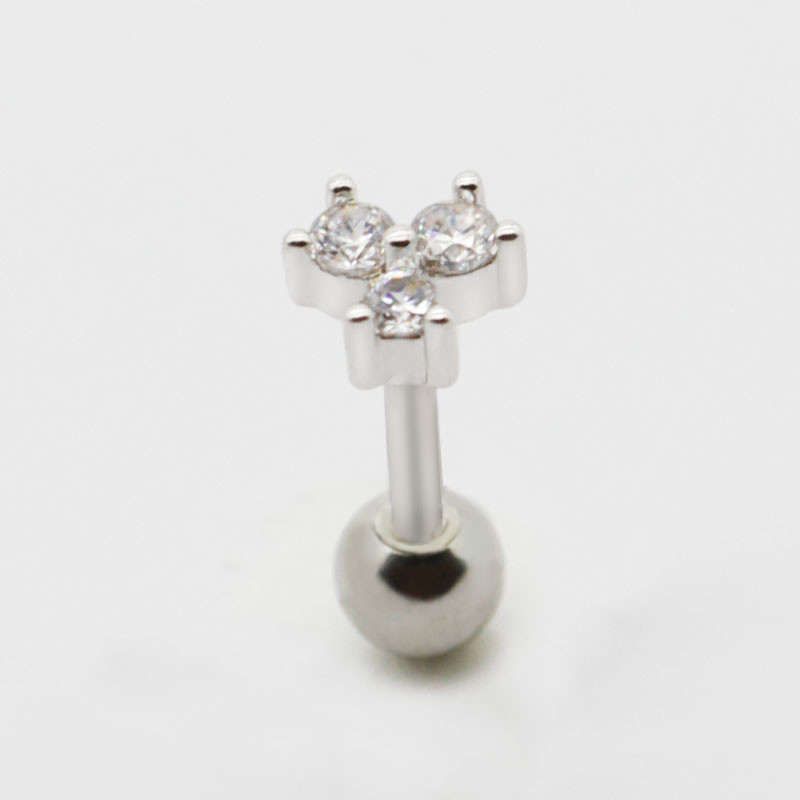 ODM Flower Women'S Silver Stud Earrings Round Zircon Stone Helix Piercing Jewelry