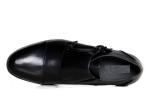 Italian Black Double Buckle Monk Strap Shoes Handmade Flats Real Leather Dress