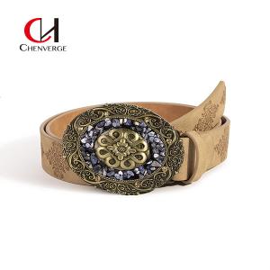 Wholesale All Seasons Fashionable Vintage Leather Belt Tight Western Style Buckle 105cm Size from china suppliers