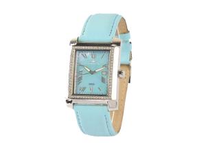 Wholesale Rectangle Blue Leather Quartz Watch Stainless Steel Case MOP Dial from china suppliers