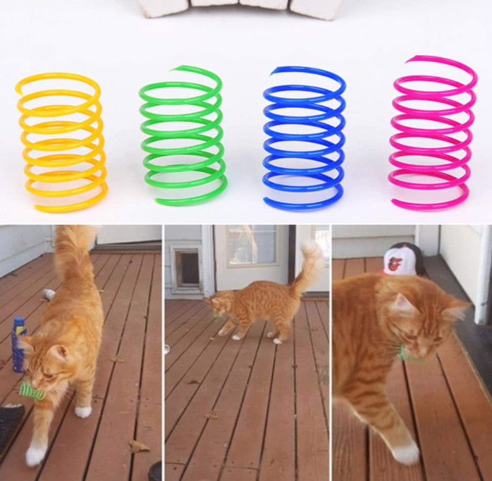 Best Interactive Plastic Cat Spiral Spring For Swatting, Biting, Hunting Kitten Toys