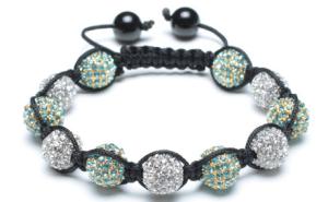 Wholesale Adjustable Shamballa Bracelet, Cyan &amp; Crystal Rhinestone Ball from china suppliers