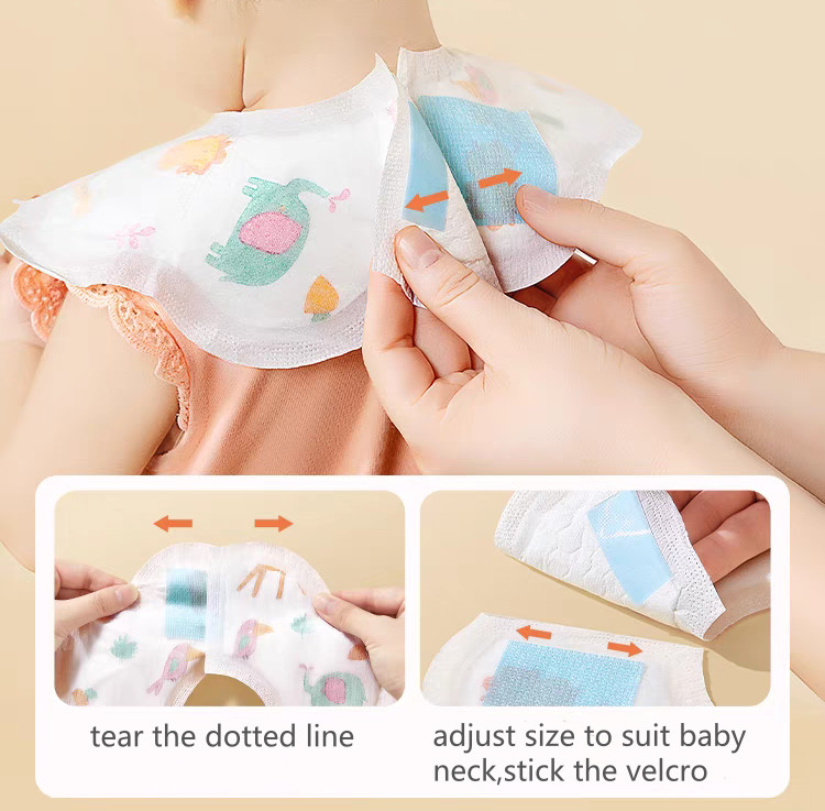 Adjustable Snap Disposable Baby Dribble Bibs Saliva Sanitary Easy Clean Discreet