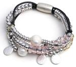 jewelry bracelet multi rows black real leather bio magnetic bracelet men, health