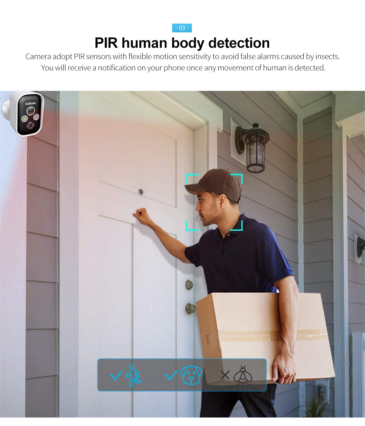 Waterproof IP66 3MP HD Solar Battery Camera PIR Detection Night Vision Outdoor Wireless Security Surveillance System