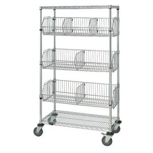 Wholesale Mobile Chrome Wire Grid Baskets Shelving 4 Layers For Medical Supply Storage from china suppliers