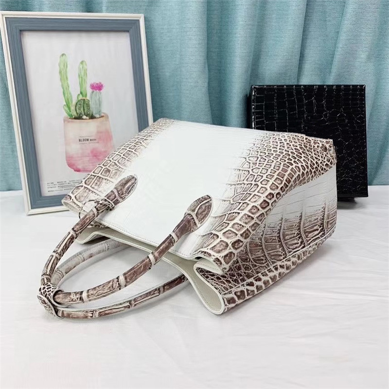 Genuine Alligator Leather OL Lady working Purse Authentic Crocodile Belly Skin Women's Handbag Female Large Shoulder Bag