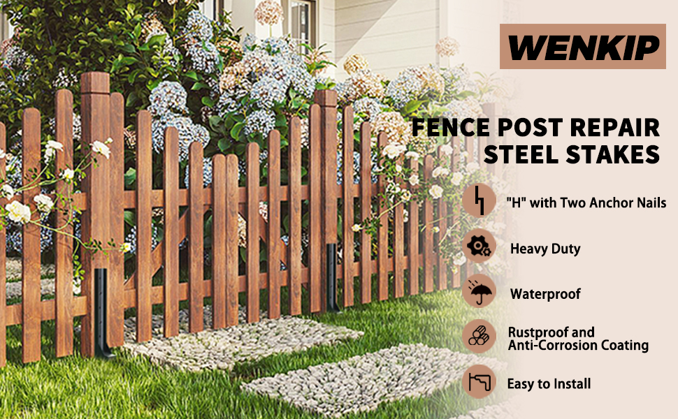 Repair Tilted or Broken Wood Posts Heavy Duty Steel Fence Post Anchor for Fence Rails
