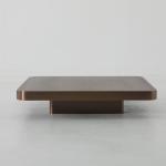 Living Room Stainless Steel Square Central Coffee Table Matt Rose Gold Satin