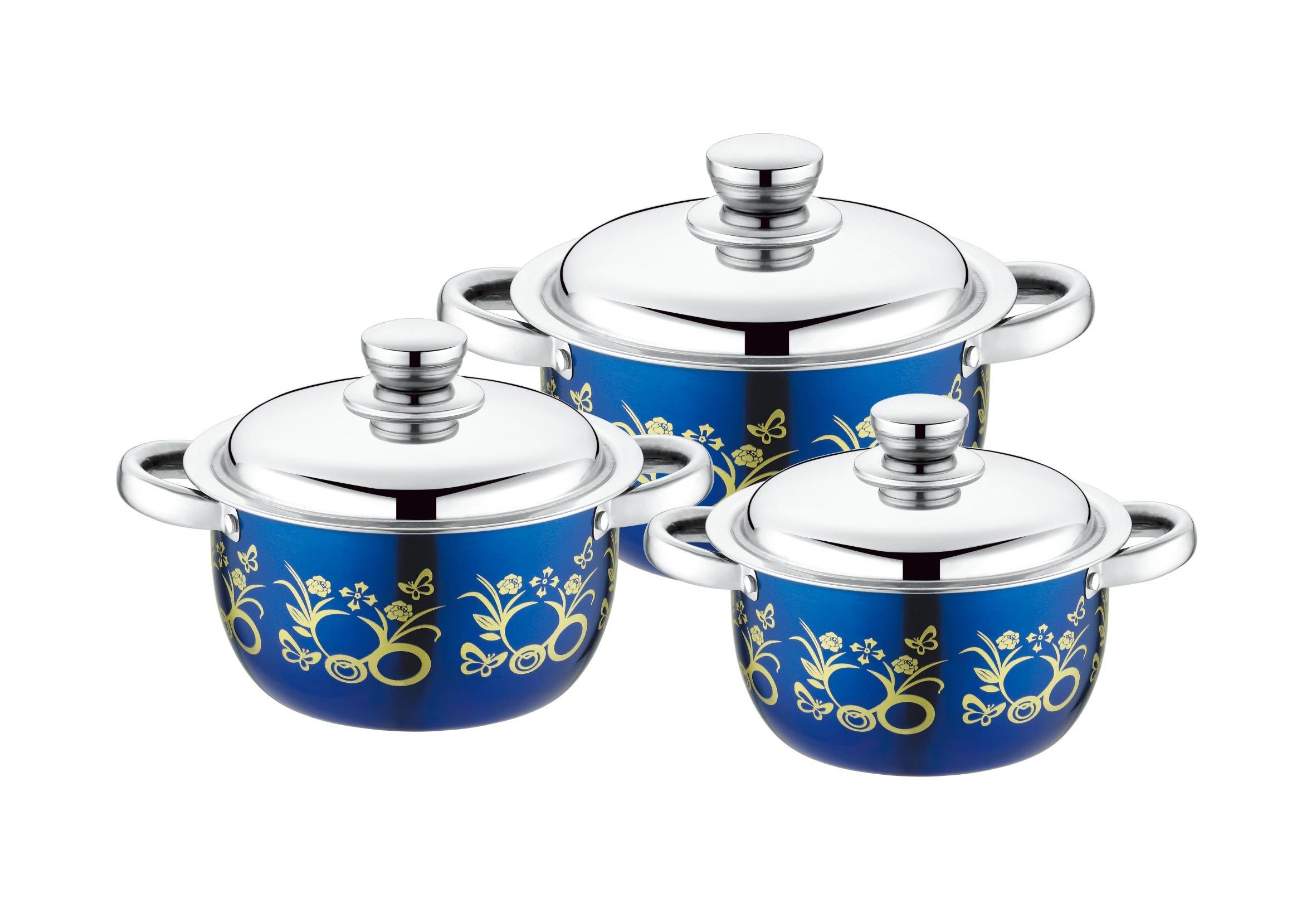 hot selling 6pcs cookware set with red color &16/18/20cm cooking pot &16cm/18cm/20cm cookware set in stainless steel