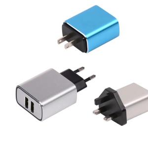 Wholesale Black / red / silver gray / aluminum alloy 2-port travel charger,DC100-240V, high efficiency IC, fast charging, 110-240V from china suppliers