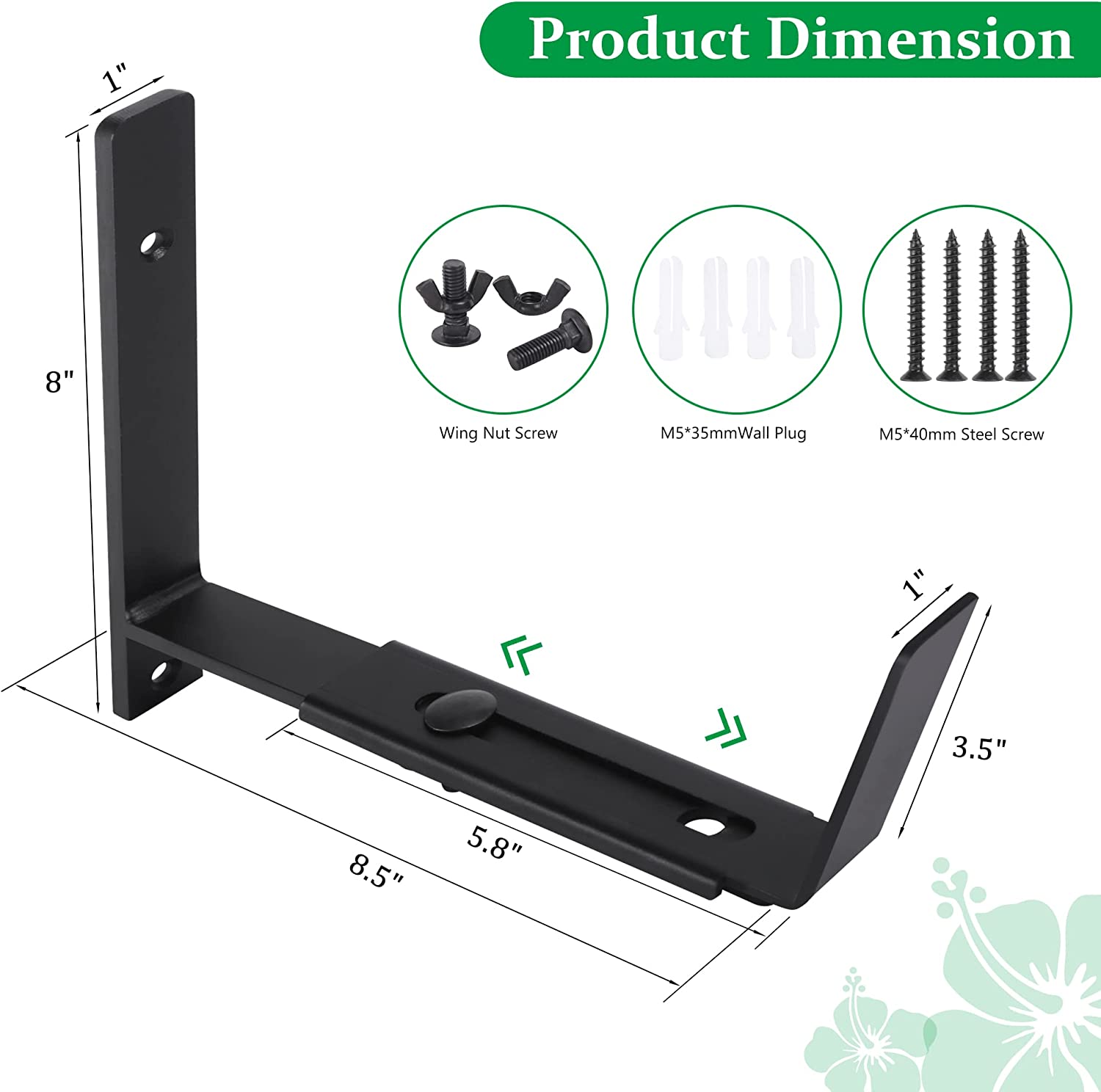 Black Powder Coated Flower Box Holder Heavy Duty Planter Box Bracket for Wall Mounting
